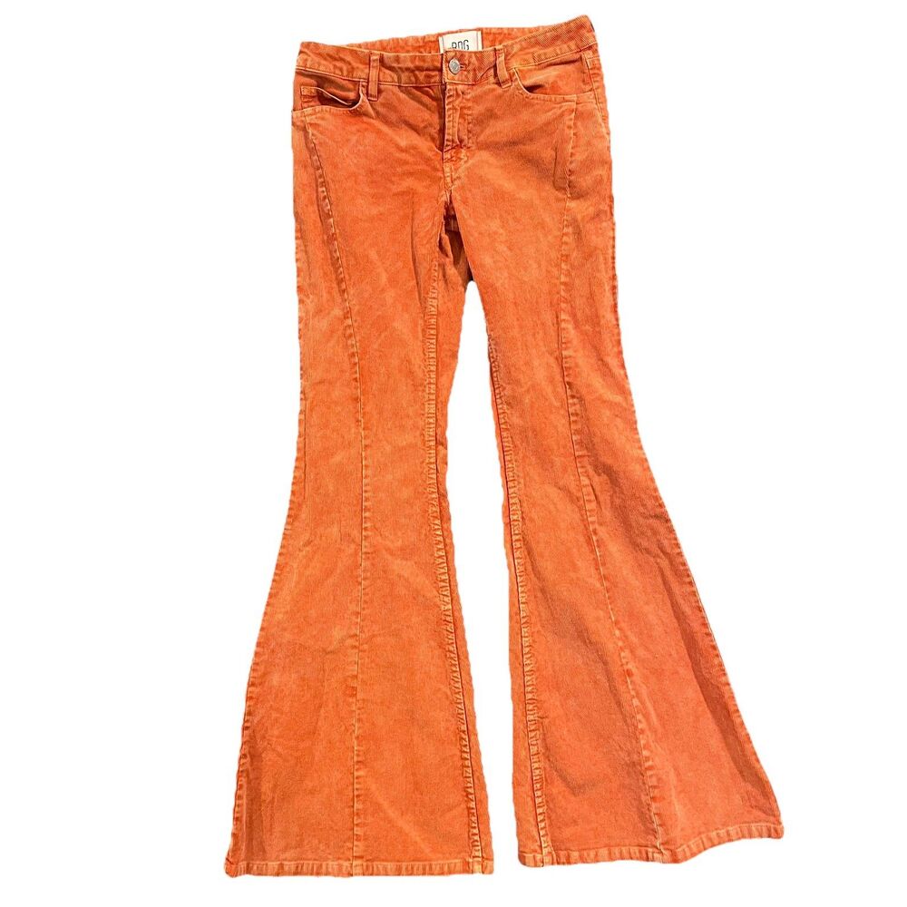 Urban Outfitters BDG Low-Rise Extreme Flare Orange Corduroy Size 25 Retro Y2K